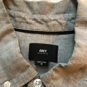 Obey grey L/S button down